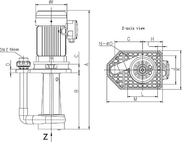 Габаритные размеры насоса TAIFENG UTP