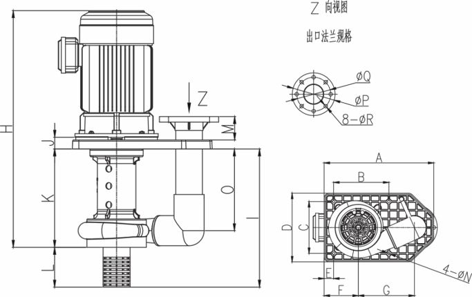 Габаритные размеры насоса TAIFENG ESCL