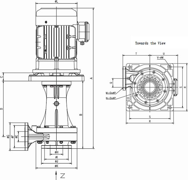Габаритные размеры насоса TAIFENG ESH