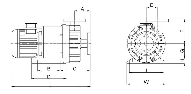 Габаритные размеры насосов TAIFENG серии UPMH