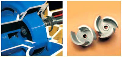 Varisco JD. Изготовленное из ковкого чугуна открытого типа рабочее колесо (импеллер) позволяет перекачивать жидкости с твёрдыми включениями до 76 мм.